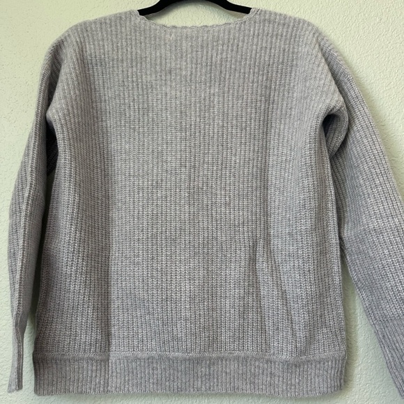 Revolve One Grey Day | Gray V-Neck Cashmere Wrap Sweater - Picture 5 of 7